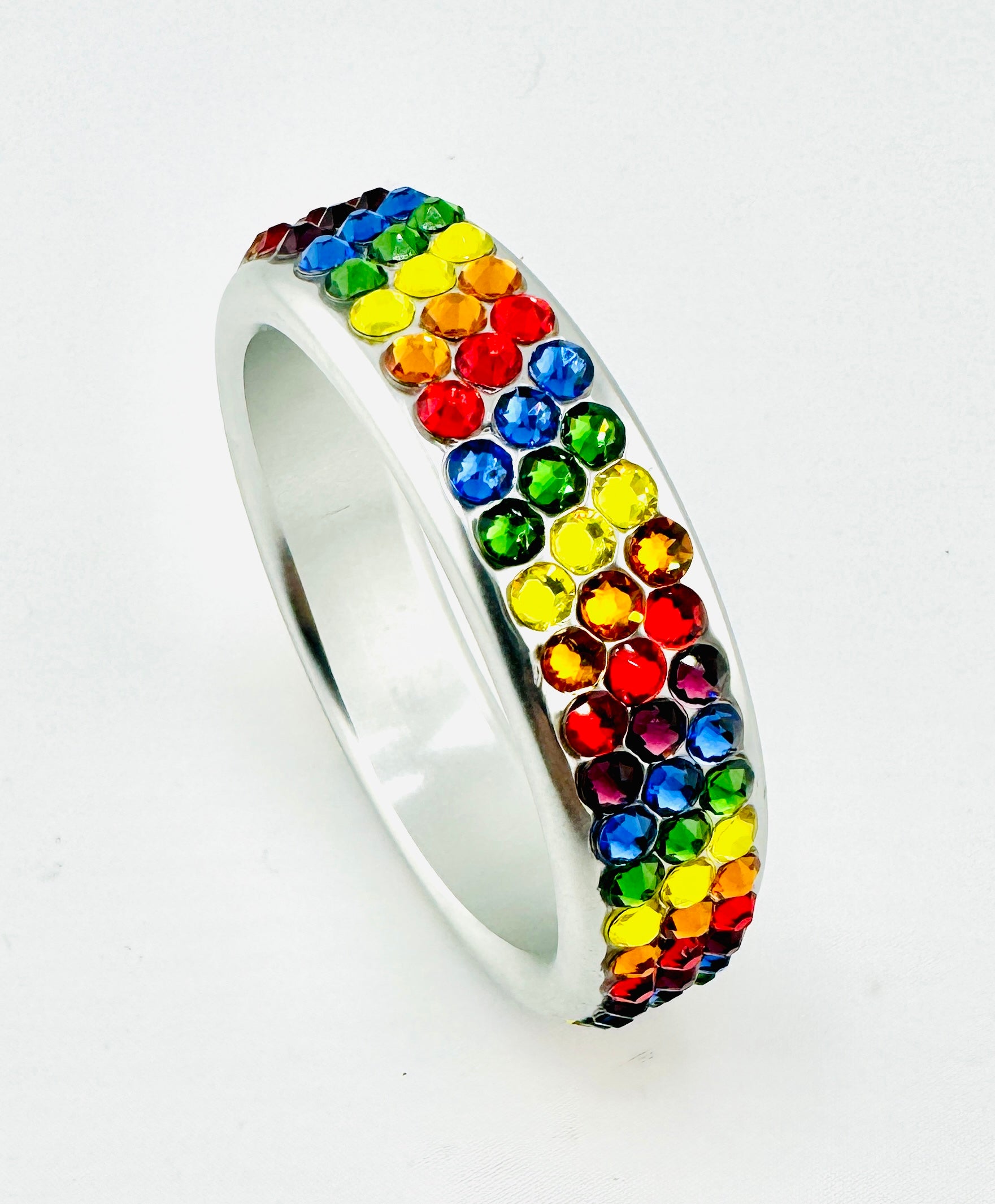 DIAGONAL - GAY PRIDE AUSTRALIAN CRYSTAL STUDDED ALUMINUM COCK RING – COCK  BLING & THINGS