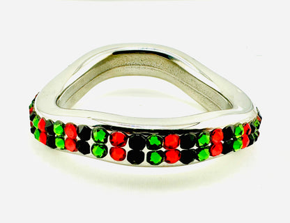 PAN AFRICAN CONTOURED STAINLESS STEEL COCK RING ADORNED WITH CHRYSTALS