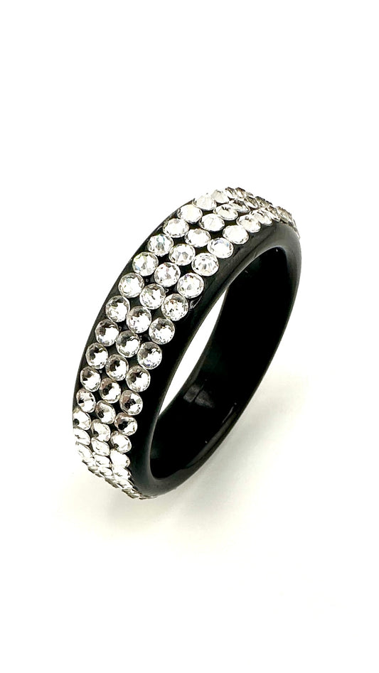 BLACK ALUMINUM CRYSTAL STUDDED COCK RING