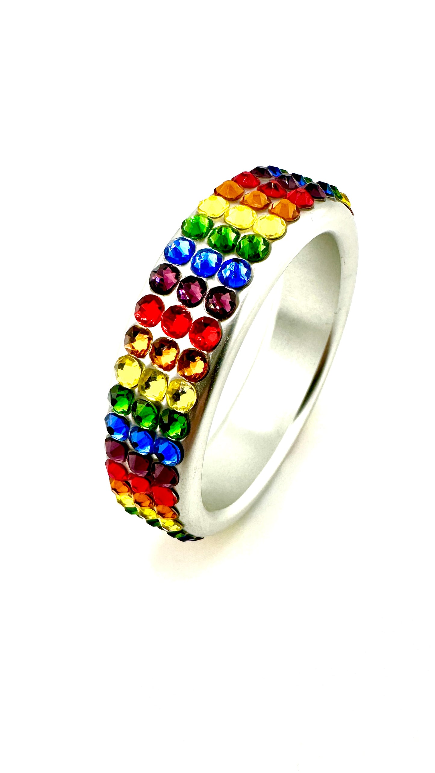 GAY PRIDE AUSTRALIAN CRYSTAL STUDDED ALUMINUM COCK RING