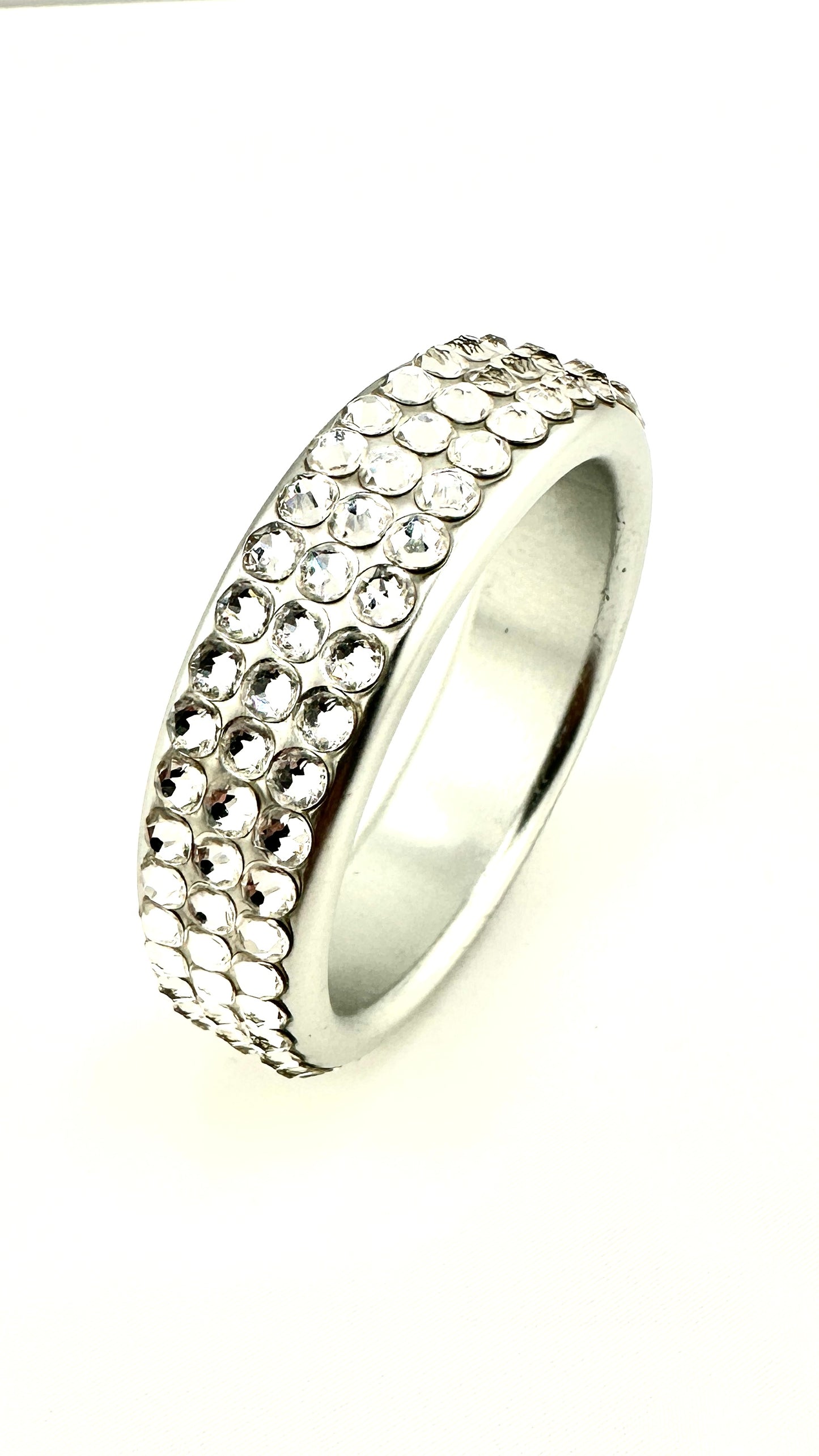 CRYSTAL STUDDED SILVER ALUMINUM COCK RING
