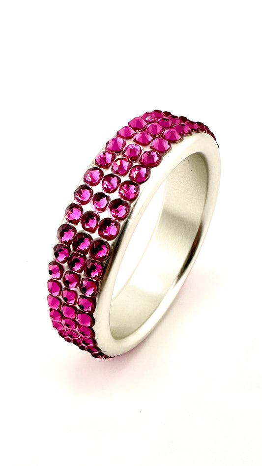 HOT PINK CRYSTAL STUDDED ALUMINUM COCK RING