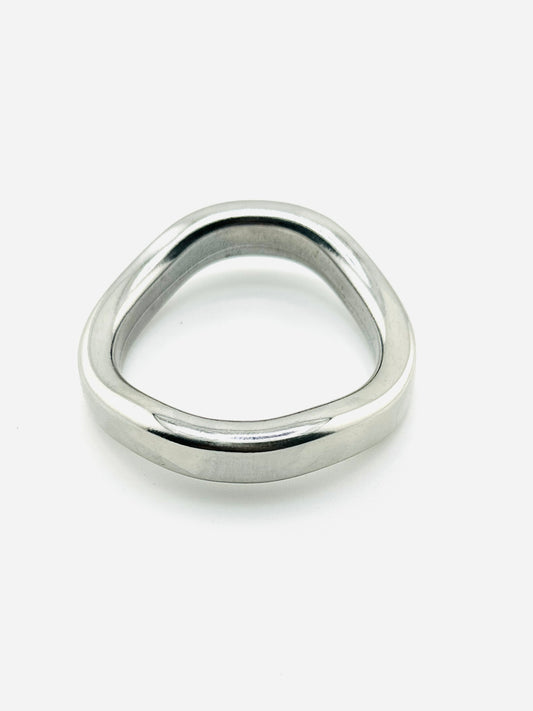 SQUARE CONTOURED STAINLESS STEEL COCK RING